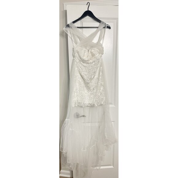 FOR LOVE & LEMONS Lace Mini Dress with Tulle Overlay in White Size Small NWT - Picture 4 of 11